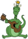 Green dragon playing a guitar