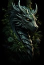 Illustration of a green fantasy dragon. Mythical formidable creature Royalty Free Stock Photo