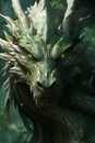 Illustration of a green fantasy dragon. Mythical formidable creature Royalty Free Stock Photo