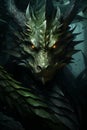 Illustration of a green fantasy dragon. Mythical formidable creature Royalty Free Stock Photo
