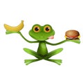 Illustration Green Frog Chooses Food Royalty Free Stock Photo