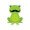 Illustration of a green frog with mustache cartoon character