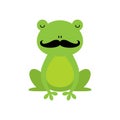 Illustration of a green frog with mustache cartoon character