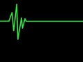 Illustration of the green line showing a heartbeat and then a flatline on a black background Royalty Free Stock Photo