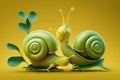 Illustration of green snails, Green snails are a type of snail that have a green coloration.