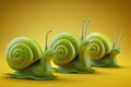 Illustration of green snails, Green snails are a type of snail that have a green coloration.