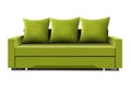 Illustration green sofa with pillows isolated on white