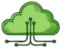 Illustration of Green Technology Cloud with Digital Circuit Connections Royalty Free Stock Photo