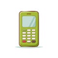 Illustration of a Green Vintage Mobile Phone Featuring a Classic Keypad Design Royalty Free Stock Photo