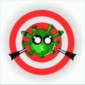 Virus illustration caracter, virus target with arrow