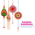 Greeting card with Decorative Rakhi for Raksha Bandhan background