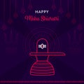 Illustration of Greeting card for trishul and lingam with Text Happy Mahashivratri, A Hindu festival celebrated of Lord Shiva