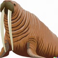 Grey-brown walrus with long tusks by Generative AI