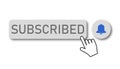 Illustration of grey buttons with subscribed button and notification bell