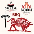 Illustration Grill Menu Labels Set of in Flat Design Style. Royalty Free Stock Photo