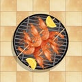 Illustration of grilled shrimp skewers