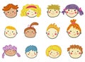 Group of children face collection Royalty Free Stock Photo