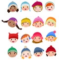 Group of children face set Royalty Free Stock Photo