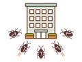 Illustration of a group of cockroaches invading an apartment