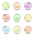 Group of colorful pearls on white background