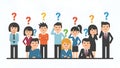 Confused People with Questions. Problem Solving, Uncertainty. Royalty Free Stock Photo