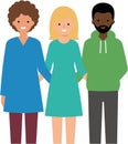 Flat Style Diverse People Group Holding Hands Team Illustration Royalty Free Stock Photo