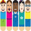 Illustration group of kids superimposed on ice cream sticks