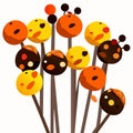 Illustration of a group of ladybugs in a vase. Generative AI