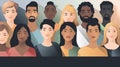 Illustration of group of people of different races and genders. concept of diversity, multiracial, equality. Generative AI