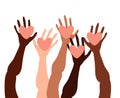 Illustration of a group of people`s hands with different skin color together