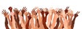 Illustration of a group of people`s hands with different skin color together