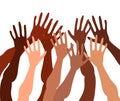 Illustration of a group of people`s hands with different skin color together