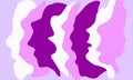 Illustration Of A Group Of People, The Silhouette Of The Head Of A Man And A Woman. Colorful Faces Of People. A Talking Crowd. Dia