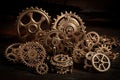 Illustration of a group of small gears on a table