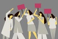 Group of women protest with holding placards Royalty Free Stock Photo