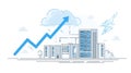 Cloud Computing Growth and Data Center Success with Upward Trend Arrow Royalty Free Stock Photo