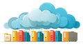 Cloud Computing Data Storage Binders and Files Networked to Sky Archive Royalty Free Stock Photo