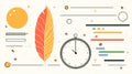 Feather, Clock, and Infographic Elements - Creative Abstract Design Royalty Free Stock Photo