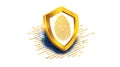 Golden Shield with Fingerprint and Binary Code - Identity Security and Data Protection Royalty Free Stock Photo