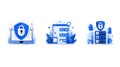 Digital Security Icons Data Protection, Network Safety, Server Security Royalty Free Stock Photo