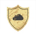 Dark cloud on beige colored shield