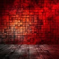 Grunge room with brick wall and wooden floor, abstract background Royalty Free Stock Photo