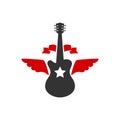 Illustration of a guitar with a wings. good for music store or any business related to music Royalty Free Stock Photo