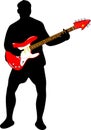 Guitarist with a red electric guitar