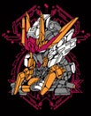 Illustration of gundam robot sacred geometry Royalty Free Stock Photo