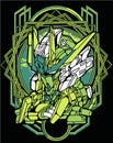 Illustration of gundam robot sacred geometry Royalty Free Stock Photo