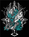 Illustration of gundam robot sacred geometry Royalty Free Stock Photo