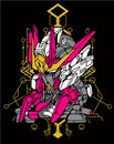 Illustration of gundam robot sacred geometry Royalty Free Stock Photo