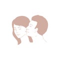 Vector illustration of a guy kissing a girl in the ear,cartoon design