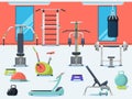 Illustration of gym interior with different sport equipment Royalty Free Stock Photo